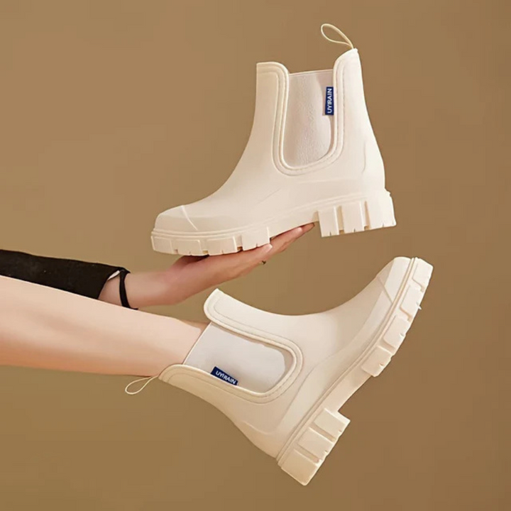 Regenstiefel für den Herbst - Halbhohe wasserdichte Gummistiefel mit rutschfester Sohle für Damen