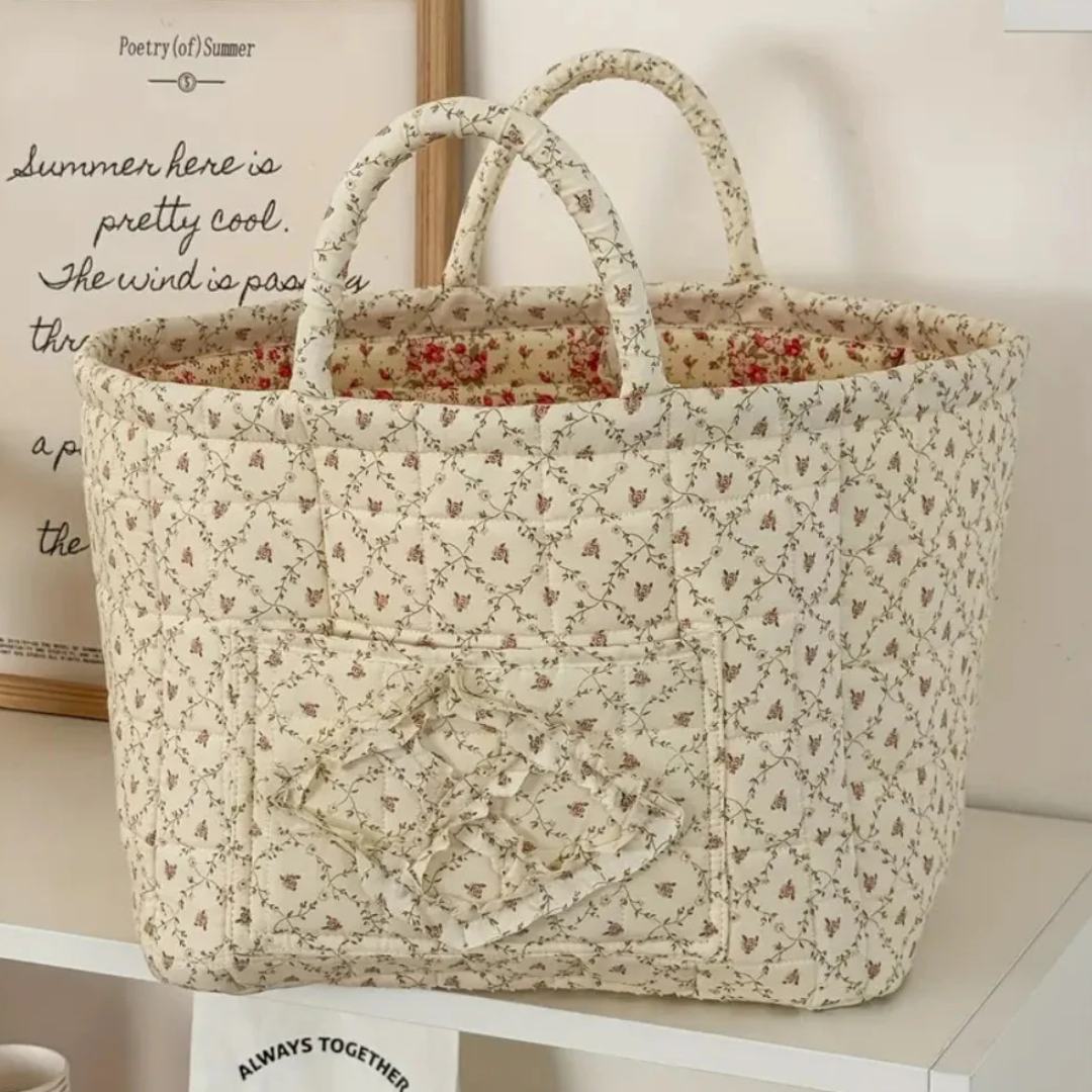 Blumen-Aufbewahrungskorb Gesteppt | Vielseitige Textil-Organizer mit Floralmuster für Haushalt