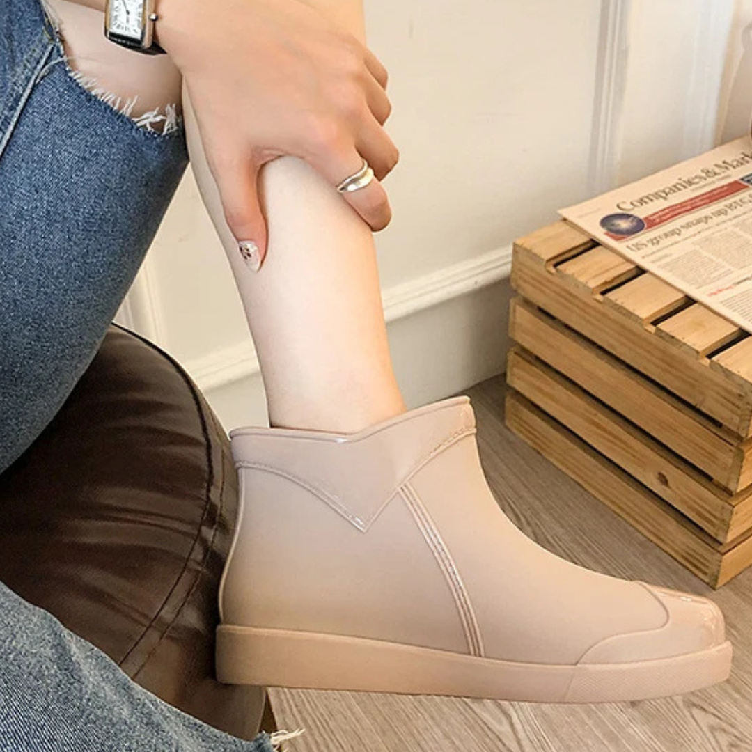 Regenstiefel für den Herbst - Wasserdichte Ankle Gummistiefel mit Reißverschluss für Damen