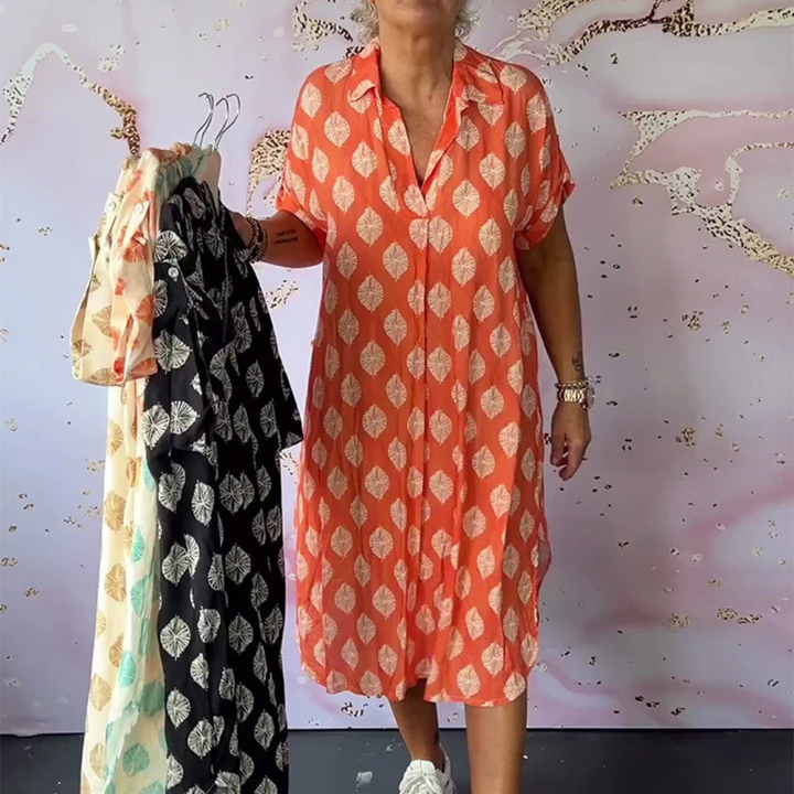 Polkadot Sommer Kleid - Damen Frühlingskleid mit Revers