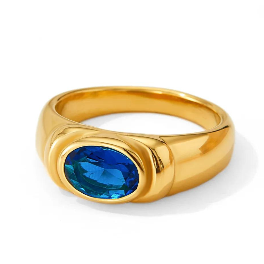 Klara Stein Ring | Eleganter Vintage Wasserdichter Verstellbarer Ring