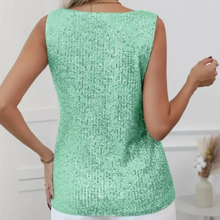 Glitzer Oberteil für den Herbst - Elegante Top Glitzernde Pailletten für Damen