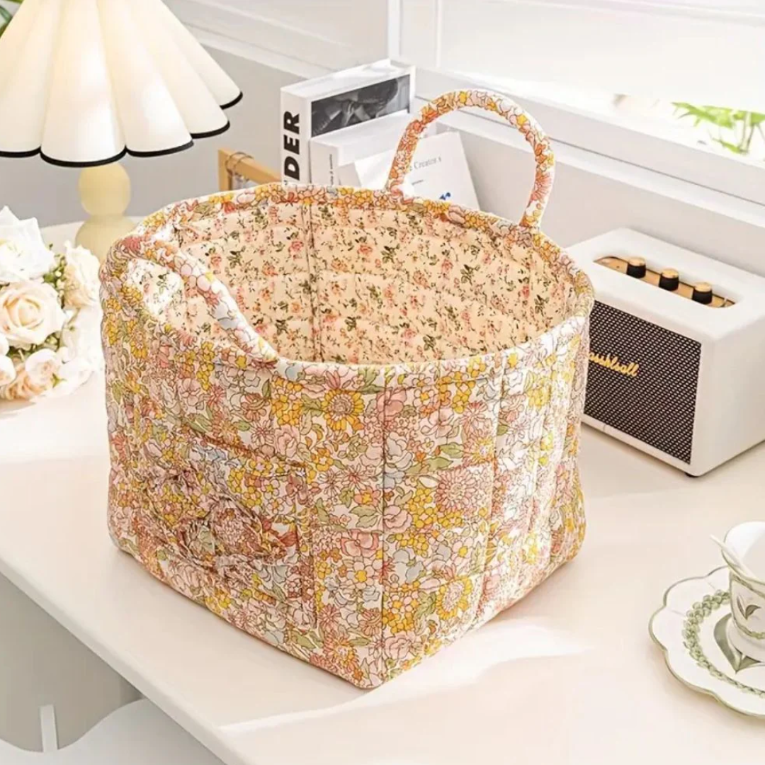 Eleganter Aufbewahrungskorb aus Canvas mit floralem Landhausstil-Design