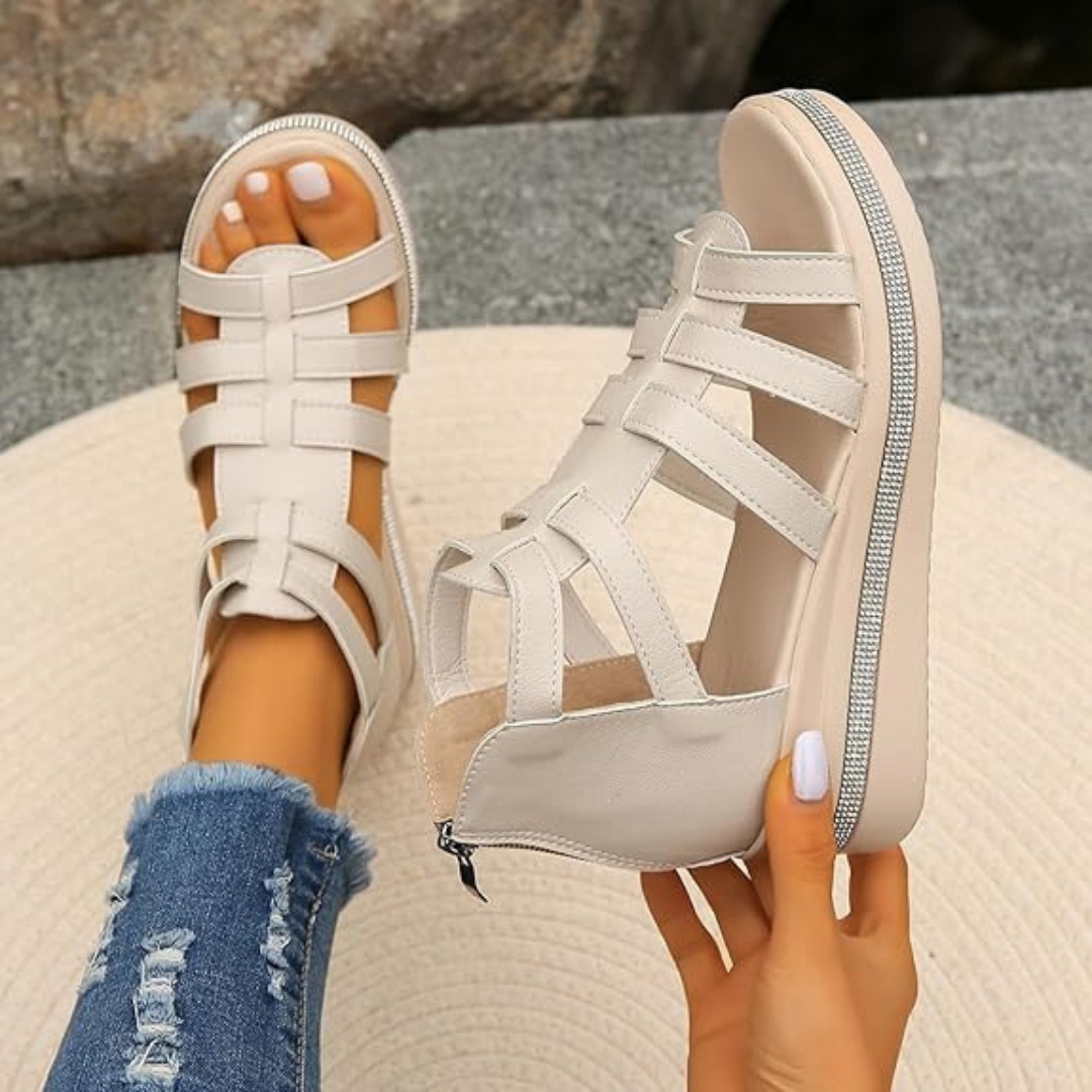 Plateau Sandalen für Damen - Bequeme Sommersandaletten mit Fußbett für heiße Tage
