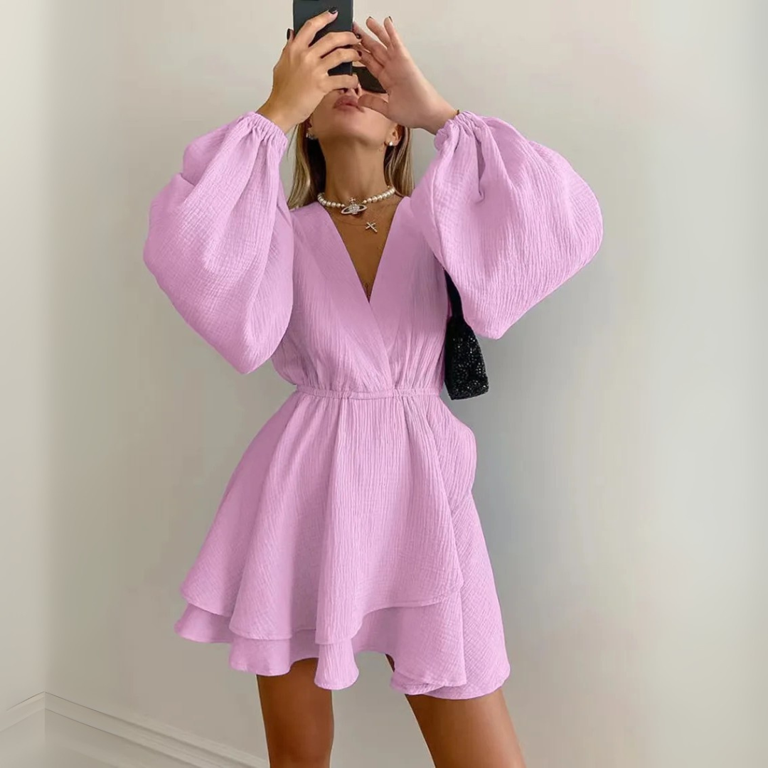 Birgit Volant-Kleid | Elegantes Minikleid mit Ballonärmeln für Frauen