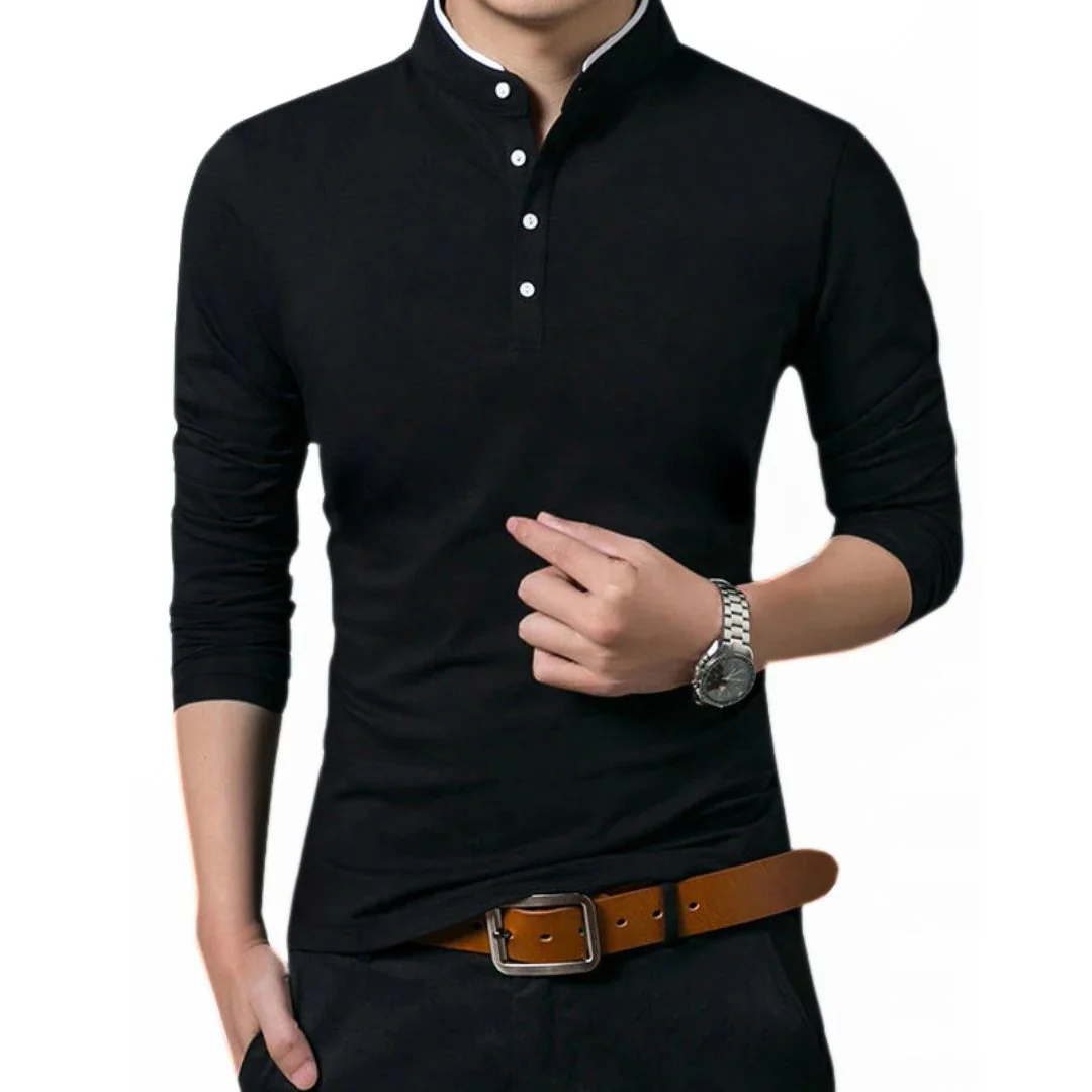 Christian Poloshirt Oktoberfest | Elegantes Herren Langarmshirt mit Stehkragen
