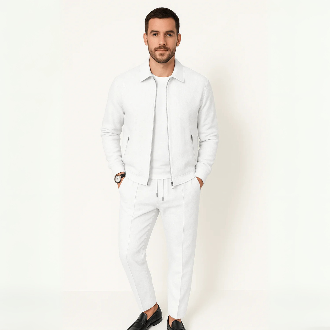 Lounge Zweiteiler für den Herbst - Stilvolle Twin Set mit Strickjacke und Hose für Herren
