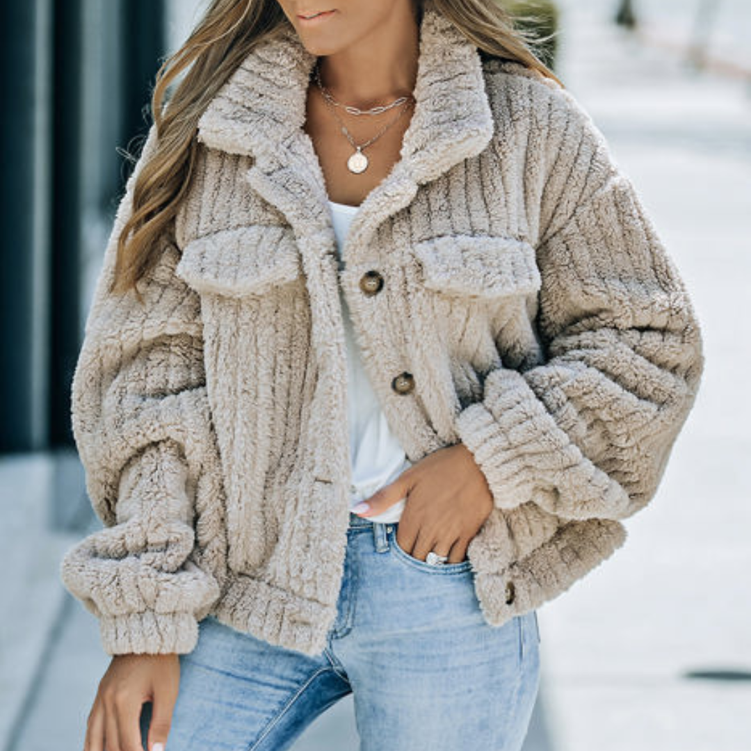 Teddyjacke für den Herbst - Stilvolle Fleecejacke mit Stehkrage für Damen