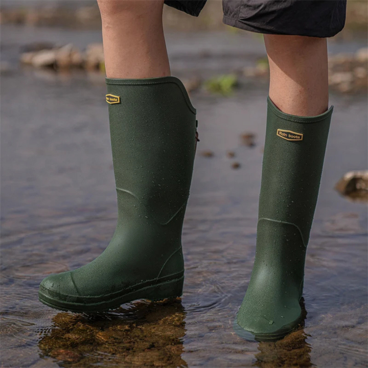 Regenstiefel für den Herbst - Wasserdichte PVC Gummistiefel mit rutschfester Sohle für Damen