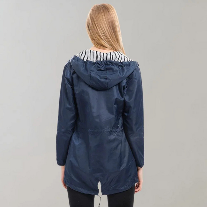 Regenjacke für den kalte Tage - Wasserdichte Lange Windbreaker mit Kapuze für Damen