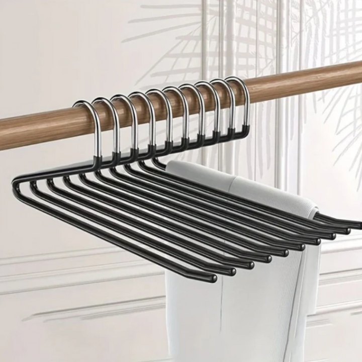 Z-Hosenbügel Edelstahl | Gänsehals-Design platzsparend - 10 Stück