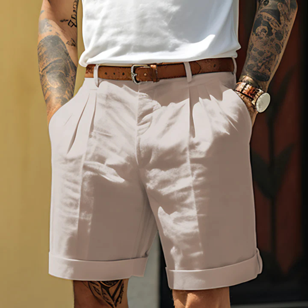 Felix Sommershorts | Elegante Herren Kurze Hose mit Bundfalten Baumwolle Business Casual