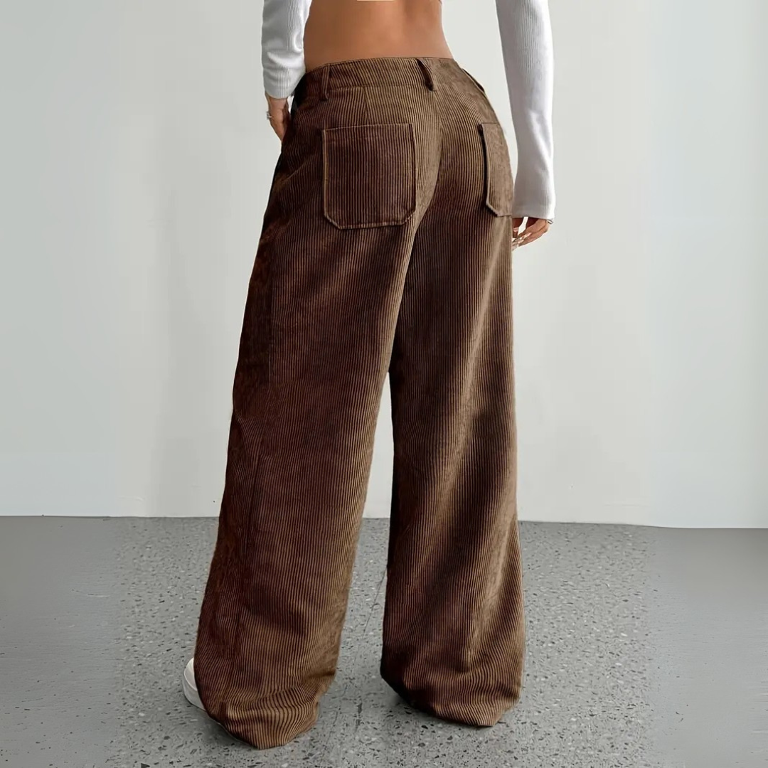 Weite Cordhose für den Herbst - Stilvolle Hose mit hoher Taille für Damen