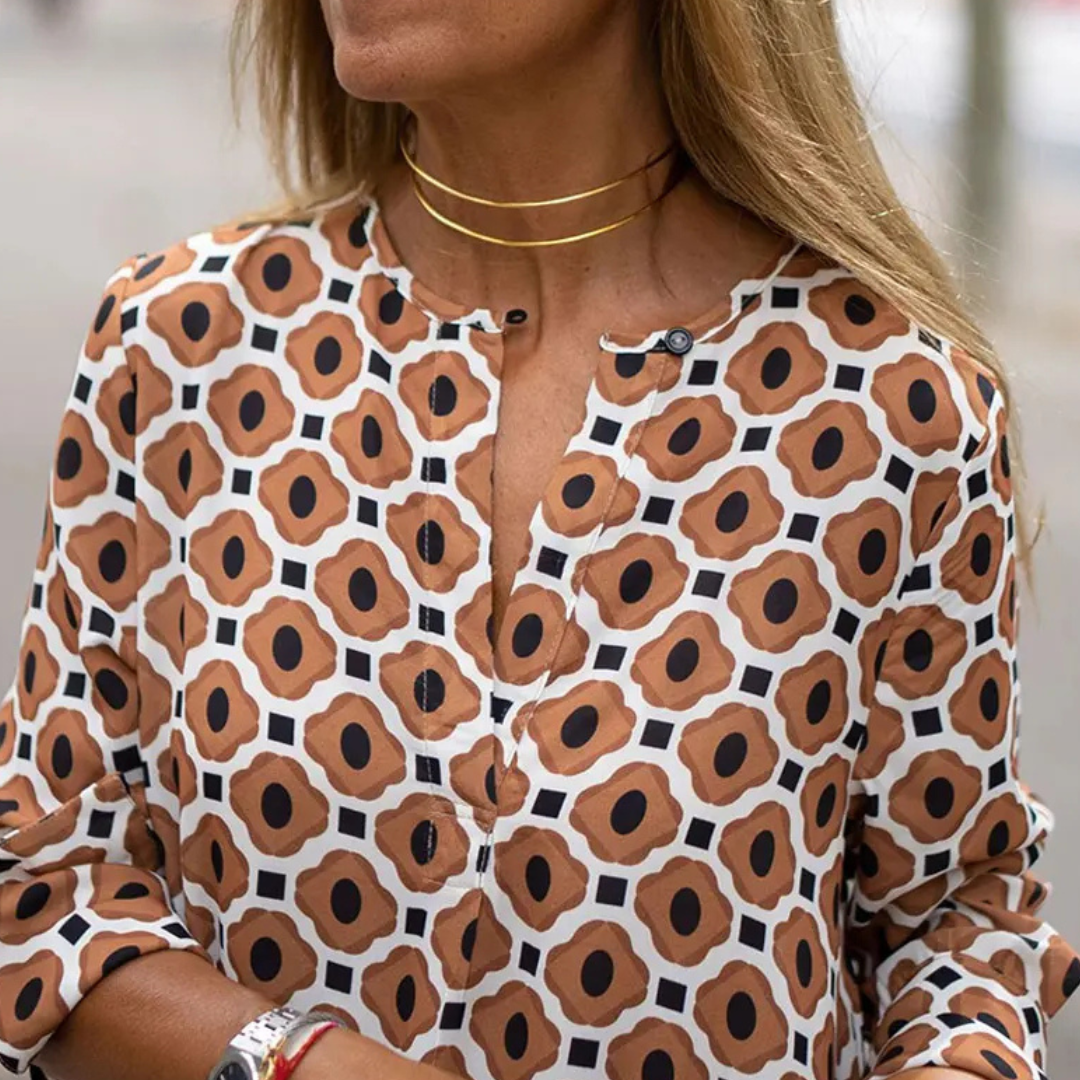 Petra Sommer-Retro-Kleid | Maxikleid mit geometrischem Muster für Frauen