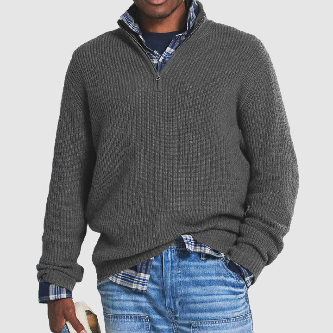 Troyer für den Herbst - Business Casual Strick-Pullover mit Reißverschluss für Herren
