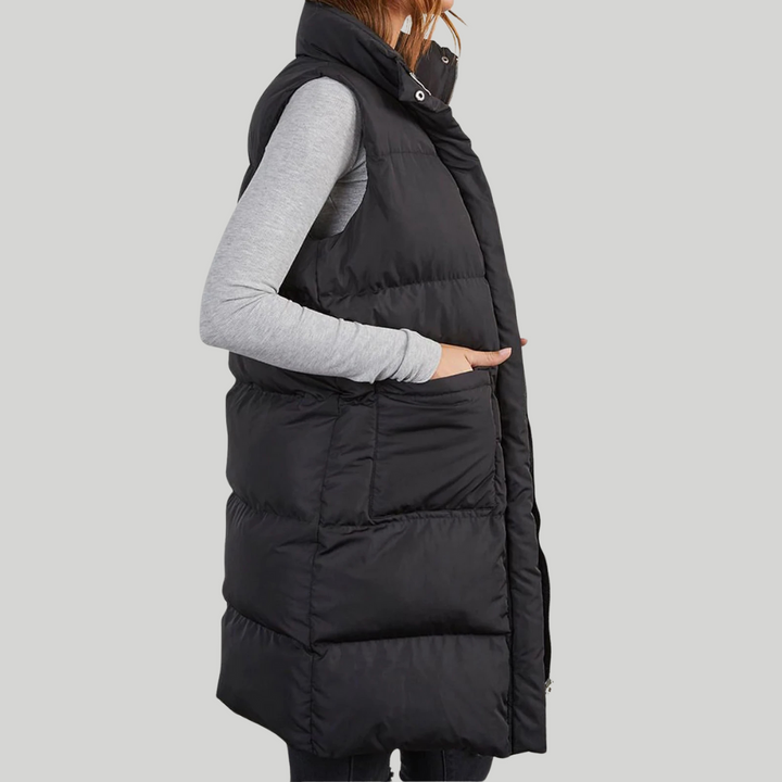 Lange Steppweste für den kalte Tage - Leichte Daunenweste für Damen