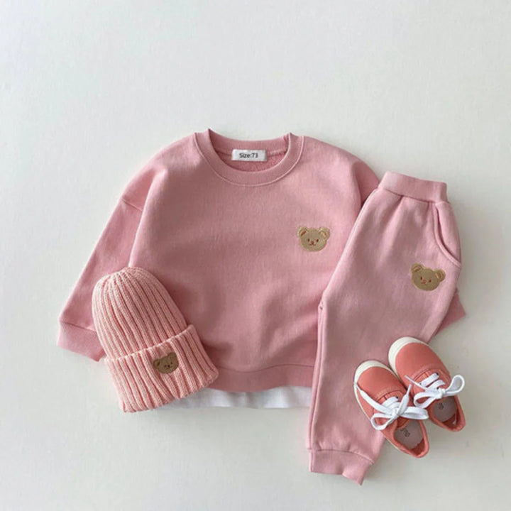 Bären-Jogginganzug | Süßes Jogging-Set für Kinder in Beige mit Bärenmotiv