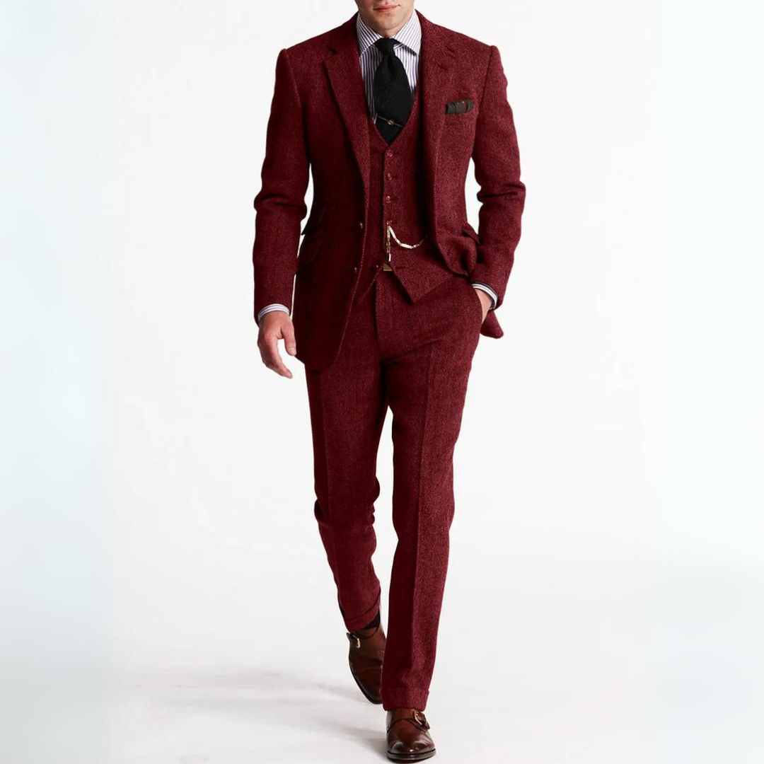 Erik 3-teiliges Set für Herren | einem schlichten Business-Blazer, einer Weste und Hose