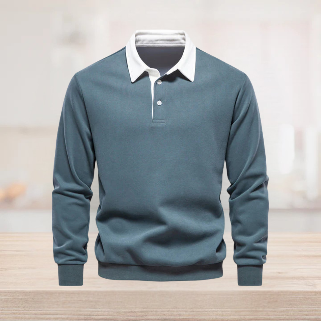 Robert Langarm Polo | Elegantes Blaues Herren Poloshirt Business Casual Stil