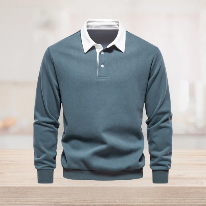 Robert Langarm Polo | Elegantes Blaues Herren Poloshirt Business Casual Stil