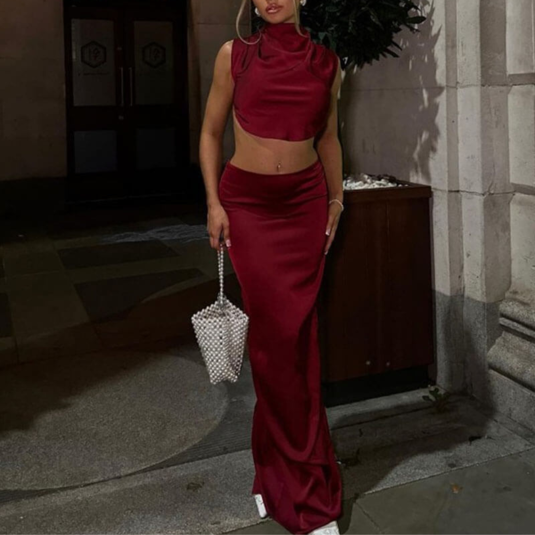 Marie Satin Set | Edles Damen Set mit figurbetonter Passform