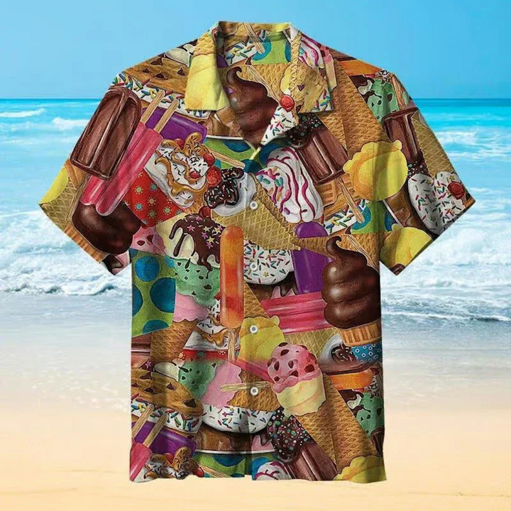 Markus Hawaiihemd | Sommerliches Herren Kurzarmhemd mit Eisprint Tropisches Muster Strandmode