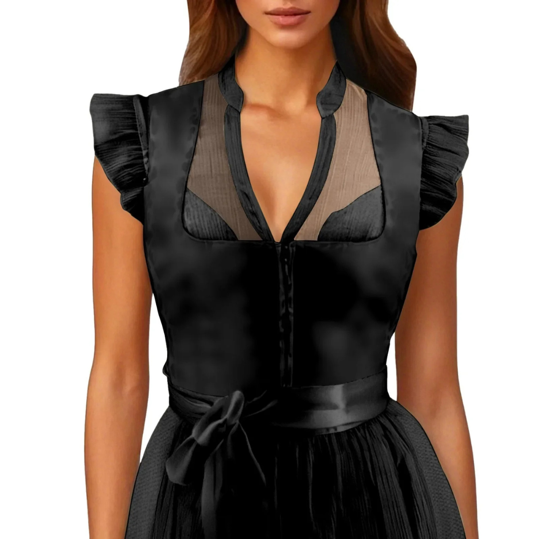 Marie Oktoberfest Bluse | Trachten-Bluse mit Rüschen und Schleife für Damen