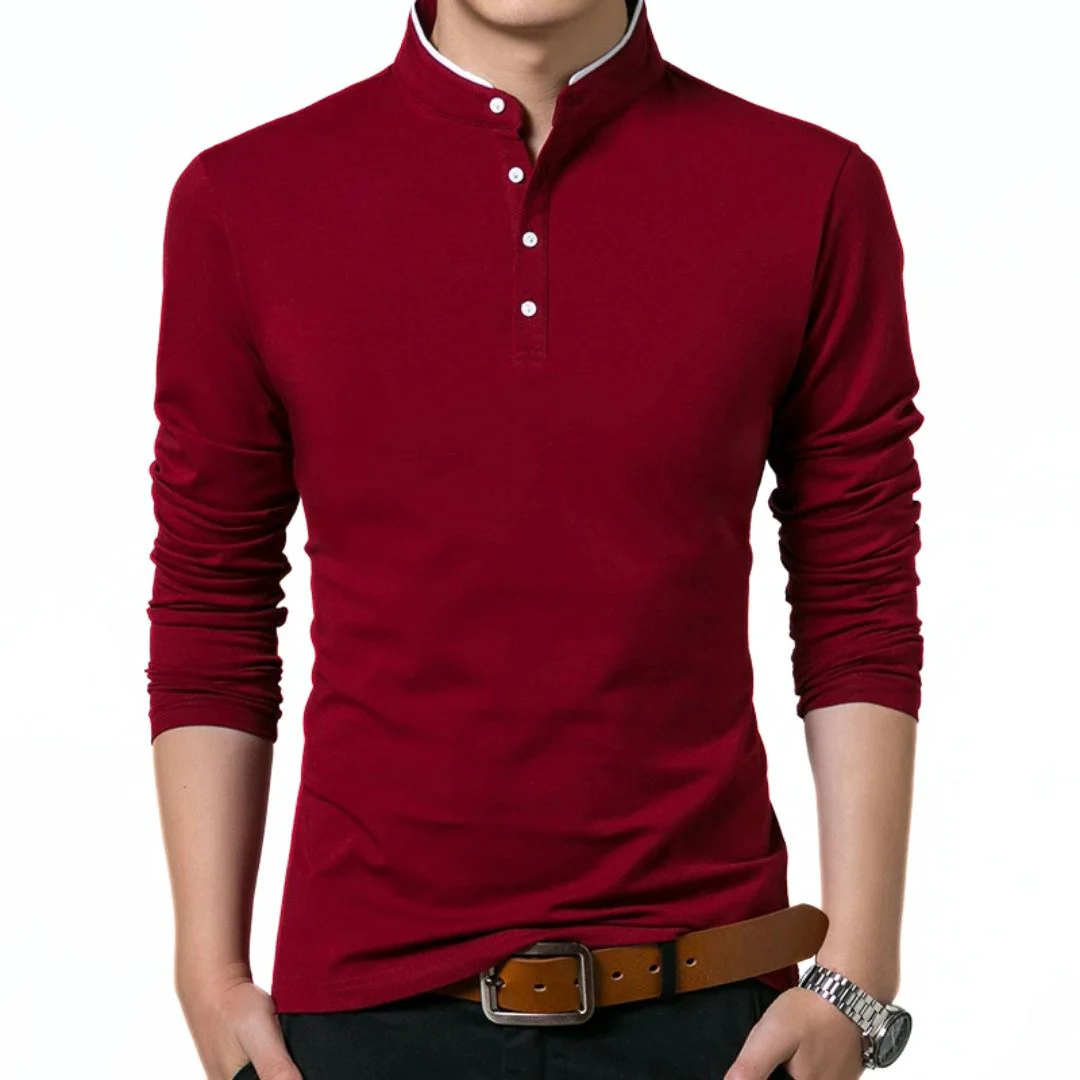 Christian Poloshirt Oktoberfest | Elegantes Herren Langarmshirt mit Stehkragen
