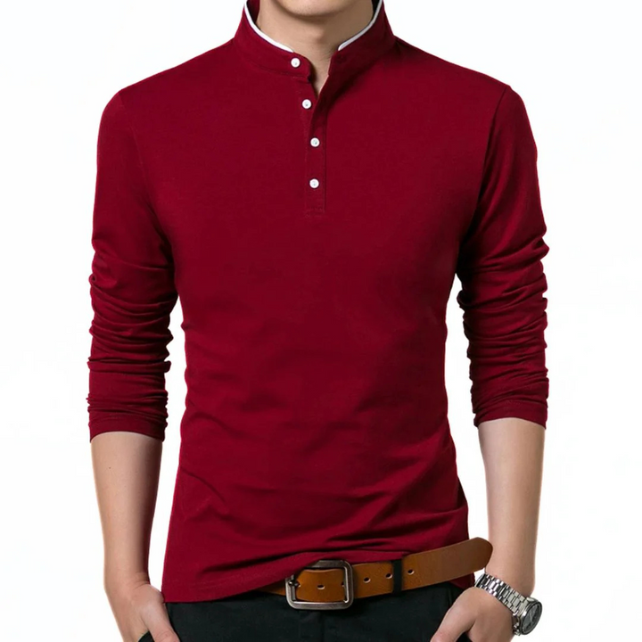 Christian Poloshirt Oktoberfest | Elegantes Herren Langarmshirt mit Stehkragen