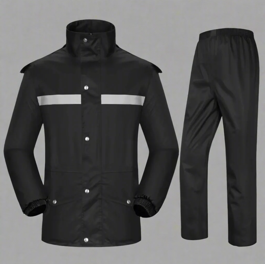 Herren Sommer-Regenmantel Set | Leichte, wetterfeste Regenjacke mit passender Hose für Angler