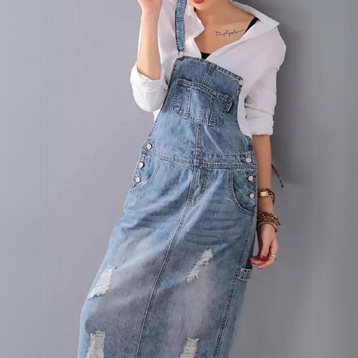 Lina Jumpsuit | Damen Denim Einteiler mit modischem Rückenschlitz
