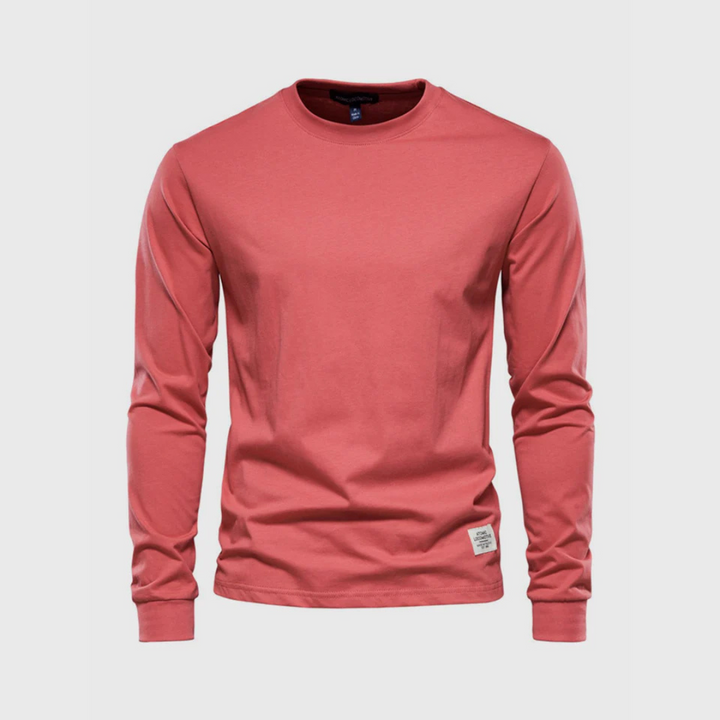 Niklas Langarmshirt | Klassisches Grünes Herren Baumwollshirt Rundhals