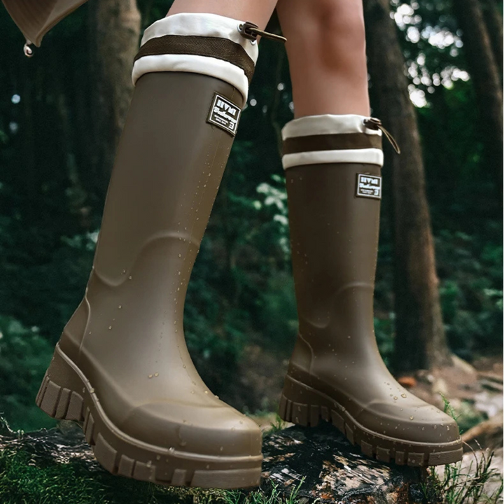 Regenstiefel für den Herbst - Retro Wasserdichte Gummistiefel mit rutschfester Sohle für Damen