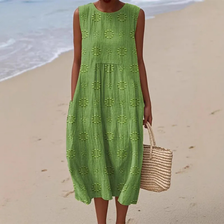 Ingrid Vintage-Kleid | Ärmelloses Sommerkleid mit Blumenmuster für Frauen