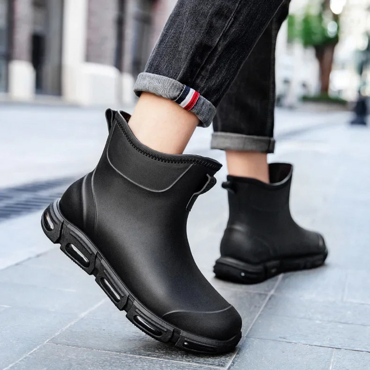 Regenstiefel für den Herbst - Hohe Wasserdichte PVC Gummistiefel mit rutschfester Sohle für Herren