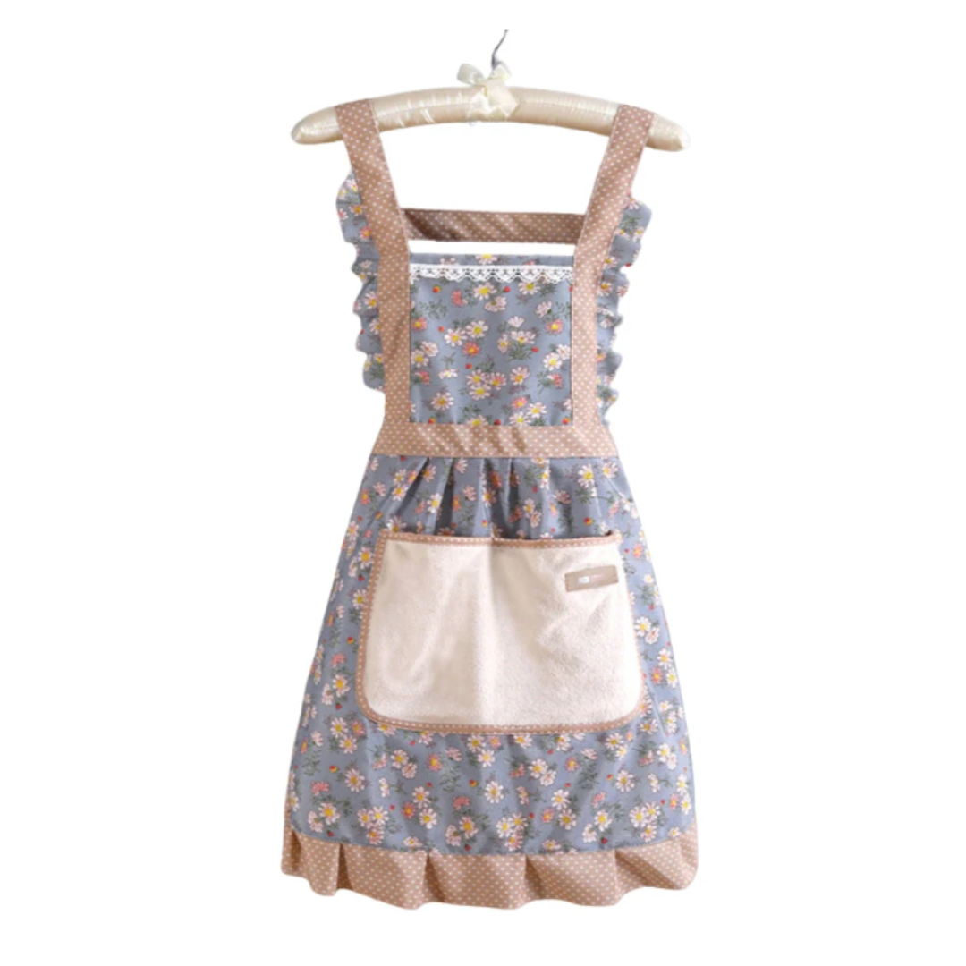 Sweet Flora Küchenschürze | Wasserdichte Kochschürze mit Blumenmuster