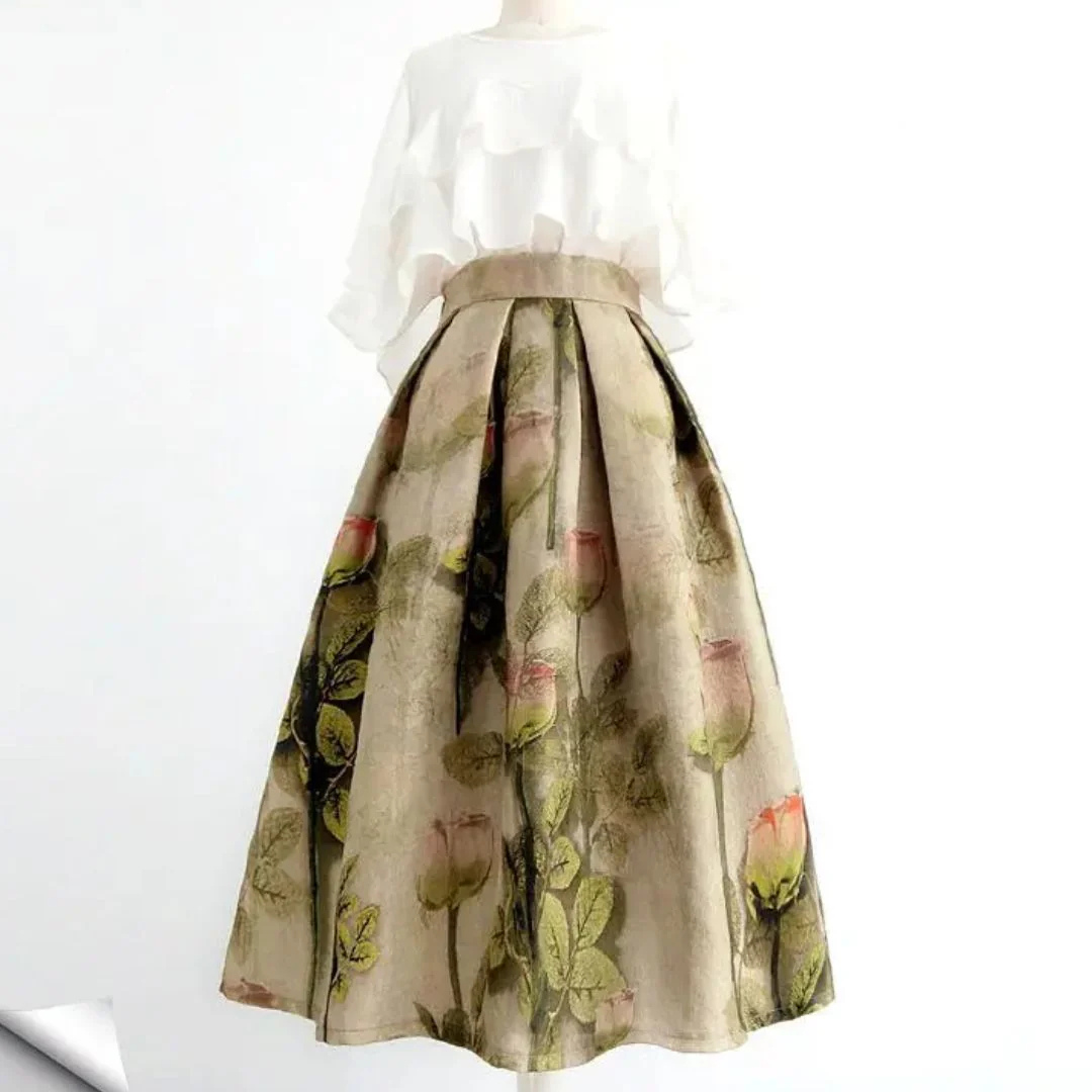 Margarete Trachtenrock Oktoberfest | Eleganter Damen Rock mit Rosenmuster