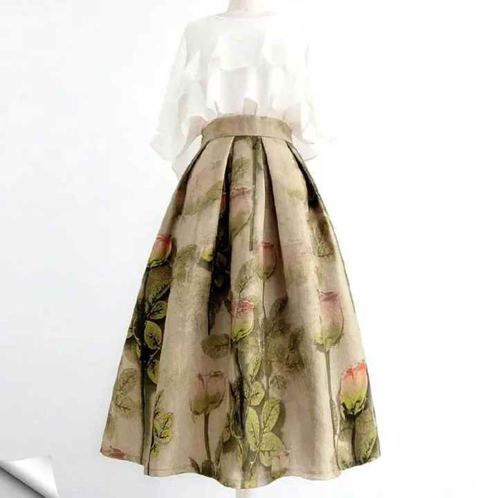 Margarete Trachtenrock Oktoberfest | Eleganter Damen Rock mit Rosenmuster