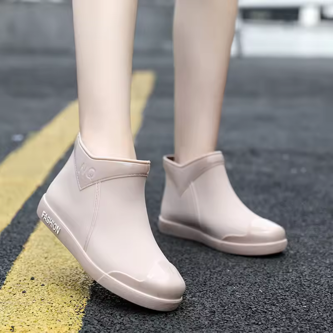 Regenstiefel für den Herbst - Wasserdichte Ankle Gummistiefel mit Reißverschluss für Damen