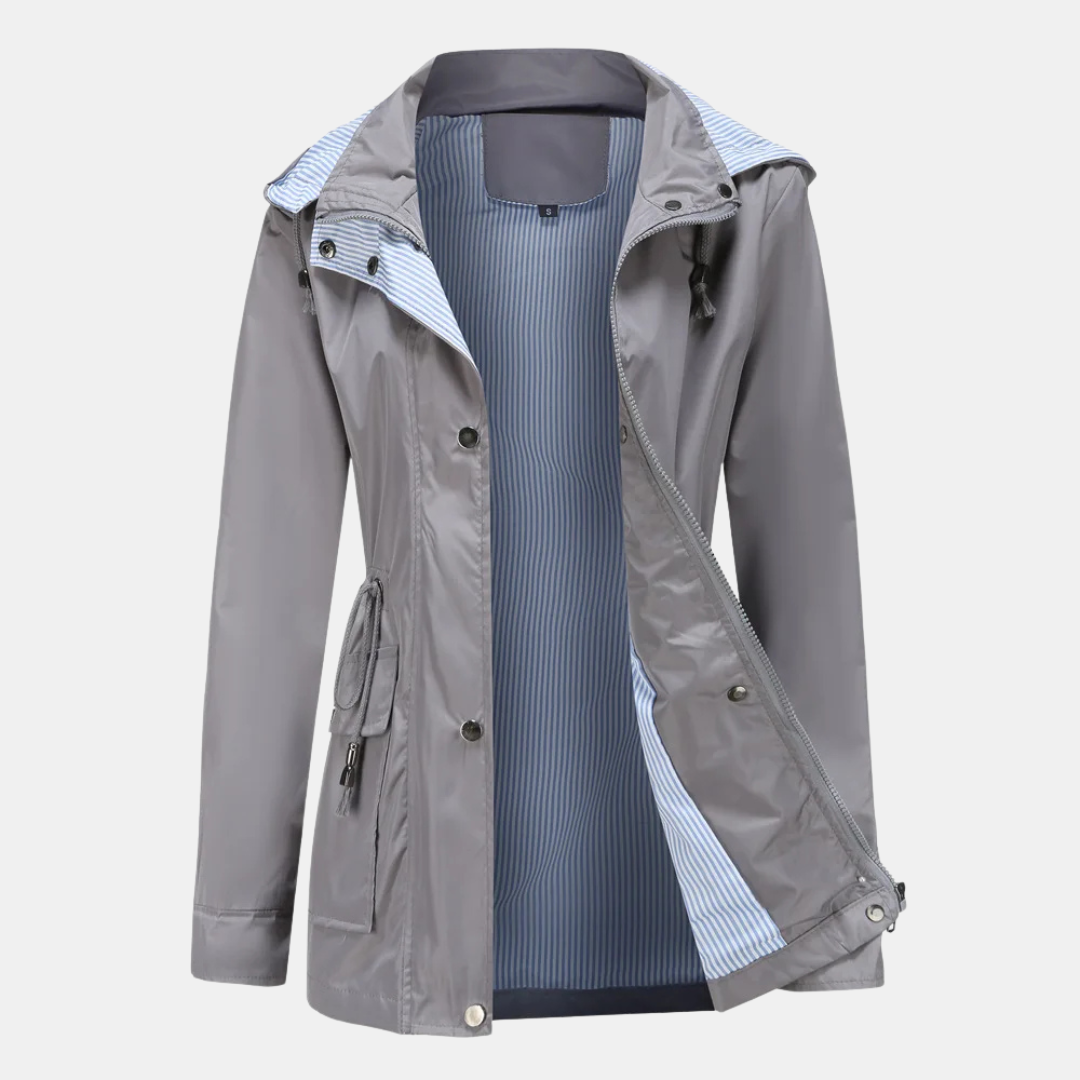 Regenjacke für den Herbst -  Wasserfeste Übergangsjacke mit Kapuze für Damen