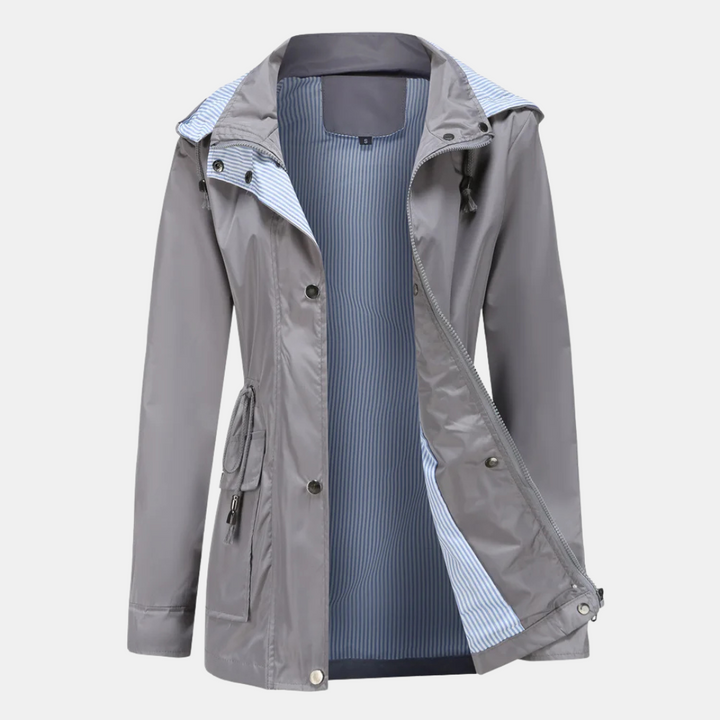 Regenjacke für den Herbst -  Wasserfeste Übergangsjacke mit Kapuze für Damen