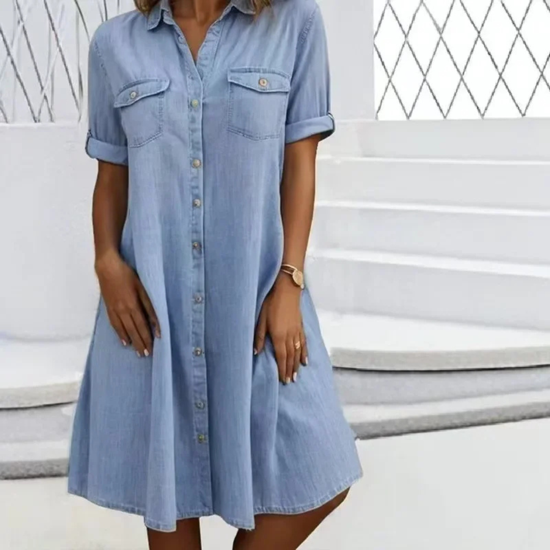 Jeanskleid für Damen - Luftiges Hemdblusenkleid für den Sommer