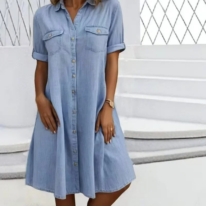 Jeanskleid für Damen - Luftiges Hemdblusenkleid für den Sommer