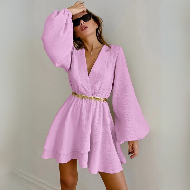 Birgit Volant-Kleid | Elegantes Minikleid mit Ballonärmeln für Frauen