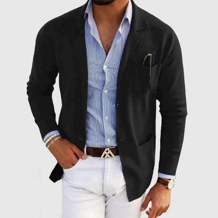 Maximilian Strickjacke | Elegante Braune Herren Jacke Mit Revers Büro-Stil