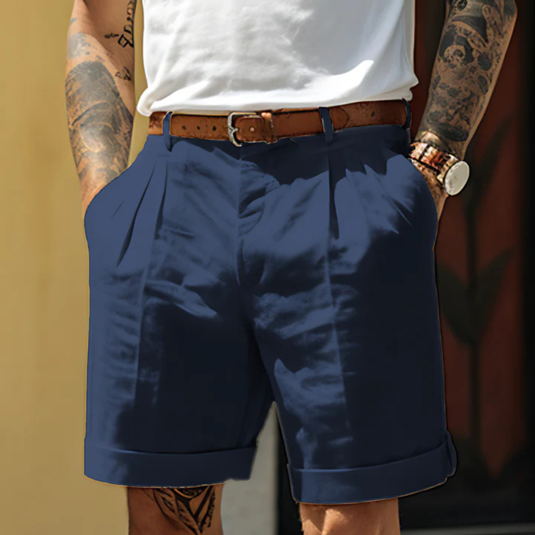 Felix Sommershorts | Elegante Herren Kurze Hose mit Bundfalten Baumwolle Business Casual