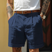 Felix Sommershorts | Elegante Herren Kurze Hose mit Bundfalten Baumwolle Business Casual