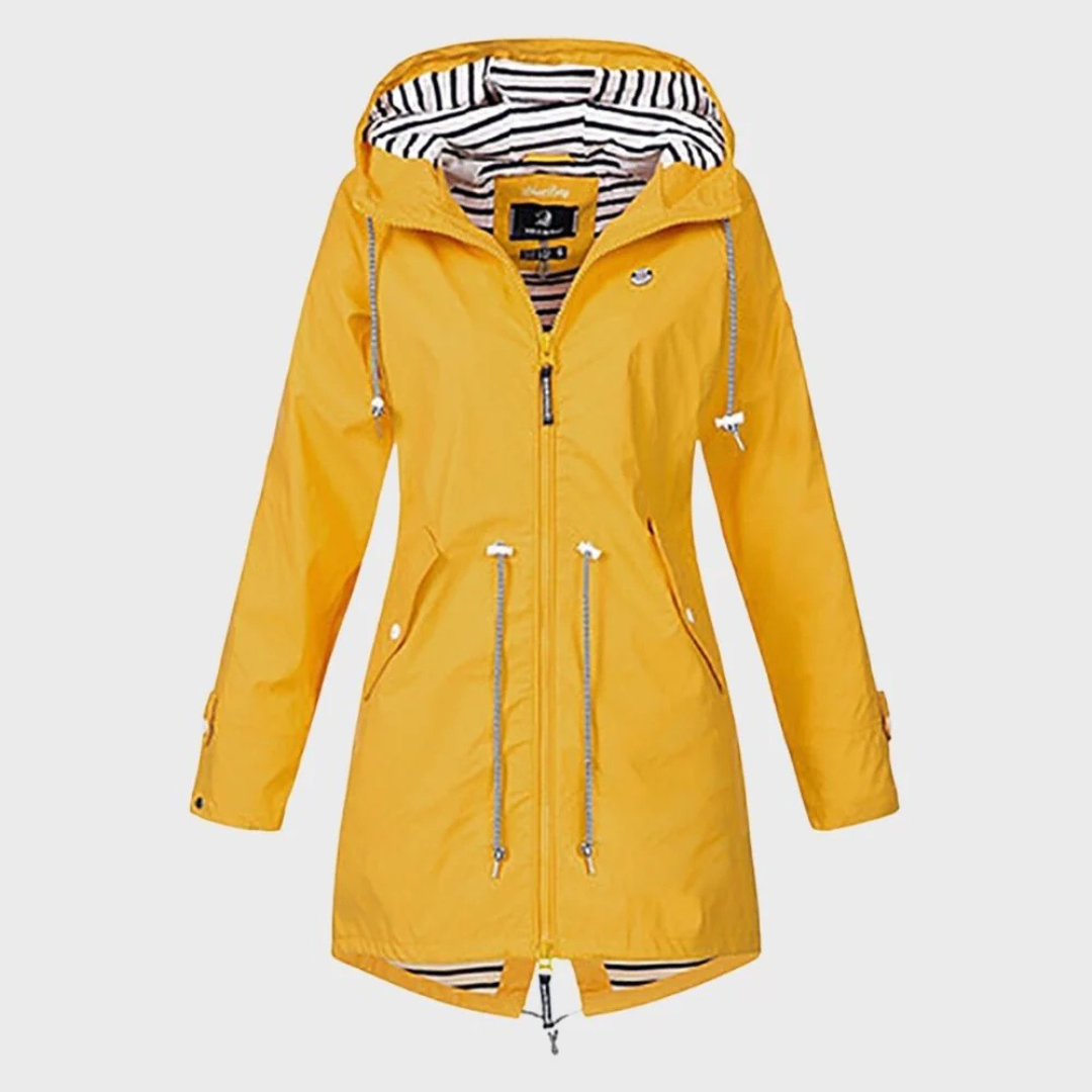 Regenjacke für den kalte Tage - Wasserdichte Lange Windbreaker mit Kapuze für Damen