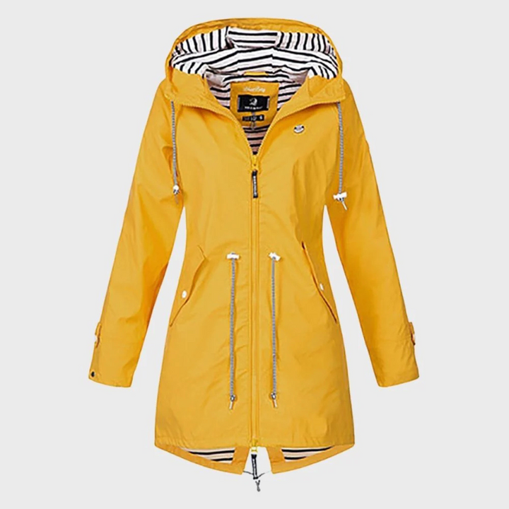 Regenjacke für den kalte Tage - Wasserdichte Lange Windbreaker mit Kapuze für Damen