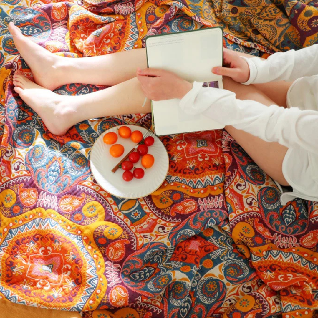 Sunrise Boho-Decke | Leichte Wende-Sommerdecke aus atmungsaktiver Baumwolle